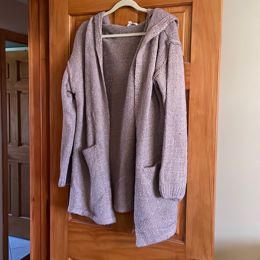 Purplish Listicle Hooded Sweater Cartigan